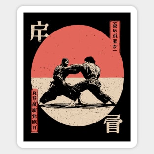 Judo Grapple in Vintage Ukiyo-e Style Sticker